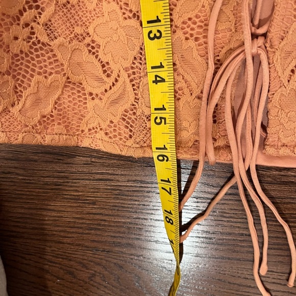🧁GUESS Orange Floral Lace Mesh Tie Top Coquette Office Spring Cottagecore Boho - Picture 10 of 10